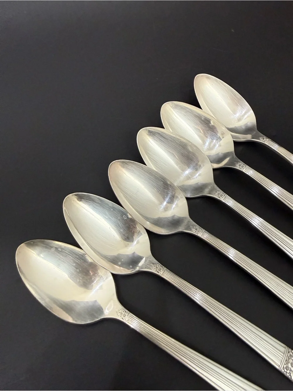 6pc Vintage ONEIDA Simeon & George Rogers Co. Silver Rose Silver-plate Teaspoon